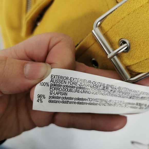 Zara Faux Suede Biker Bomber Aviator Jacket Size M 10 12 Yellow Ladies - Picture 6 of 7